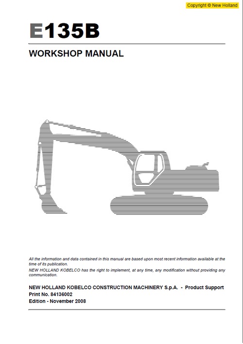 Product picture Workshop Manual NEW HOLLAND E135B 